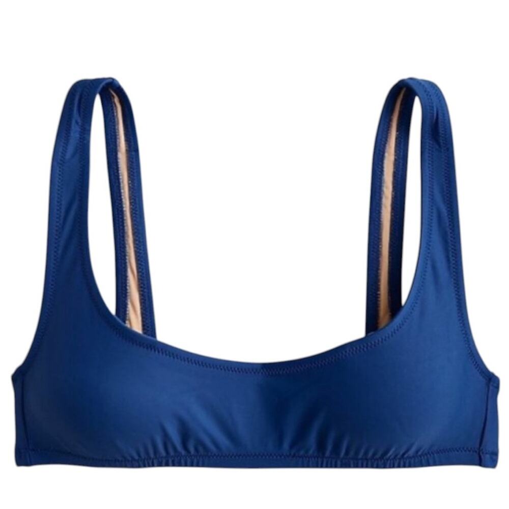 NWT J Crew Heritage Scoop Neck Bikini Top Swim Suit Blue Size XS